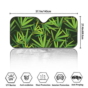 Green Bamboo Leaf Pattern Print Car Windshield Sun Shade