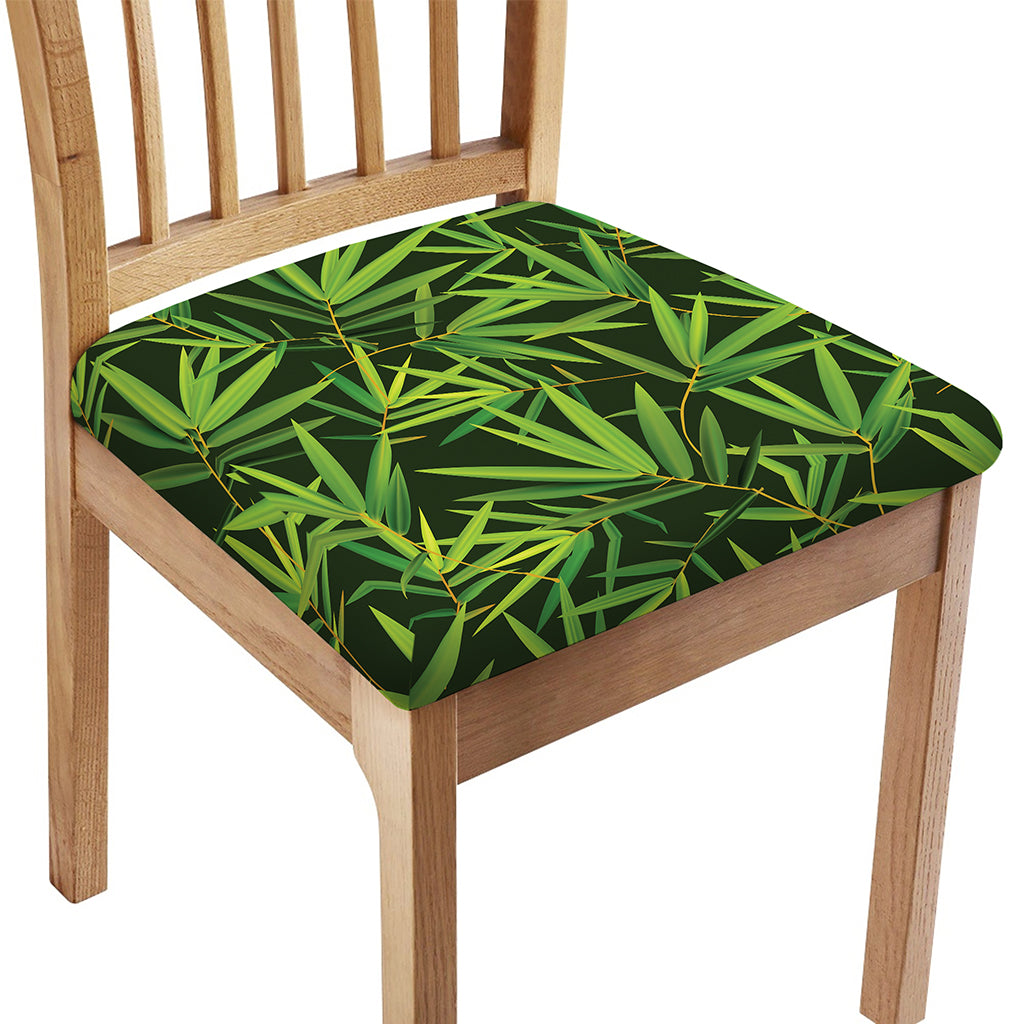 Green Bamboo Leaf Pattern Print Chair Cushion Cover