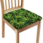 Green Bamboo Leaf Pattern Print Chair Cushion Cover