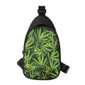 Green Bamboo Leaf Pattern Print Sling Bag