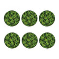 Green Bamboo Leaf Pattern Print Coaster Set