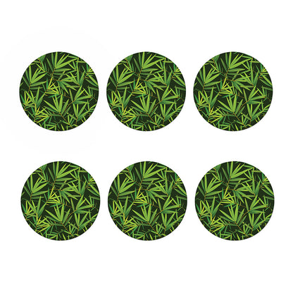 Green Bamboo Leaf Pattern Print Coaster Set