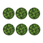 Green Bamboo Leaf Pattern Print Coaster Set