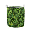 Green Bamboo Leaf Pattern Print Collapsible Laundry Basket