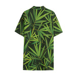 Green Bamboo Leaf Pattern Print Cotton Hawaiian Shirt