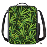 Green Bamboo Leaf Pattern Print Crossbody Lunch Bag