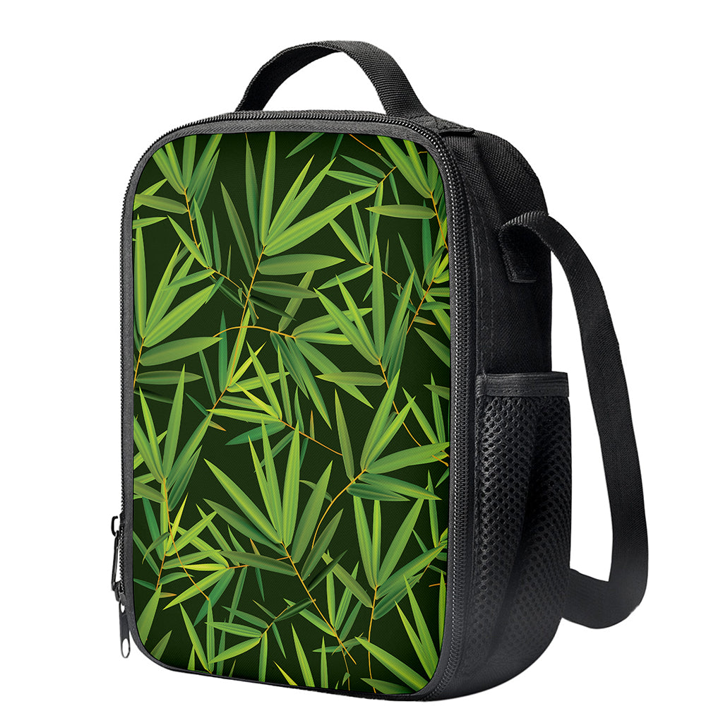 Green Bamboo Leaf Pattern Print Crossbody Lunch Bag