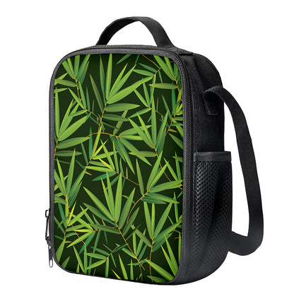 Green Bamboo Leaf Pattern Print Crossbody Lunch Bag