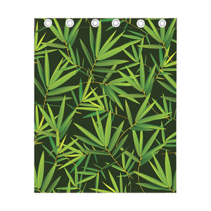 Green Bamboo Leaf Pattern Print Curtain