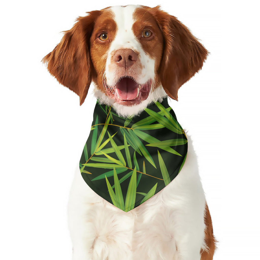 Green Bamboo Leaf Pattern Print Dog Bandana