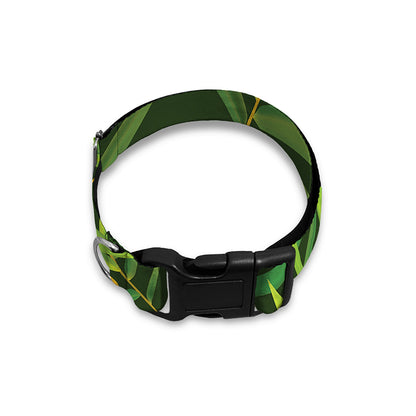 Green Bamboo Leaf Pattern Print Dog Collar