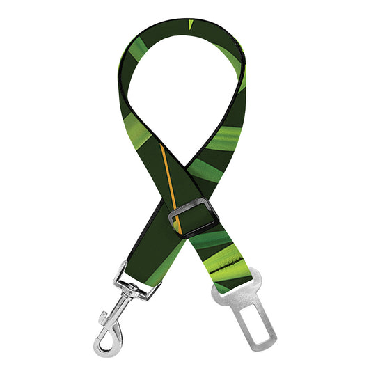 Green Bamboo Leaf Pattern Print Dog Seat Belt