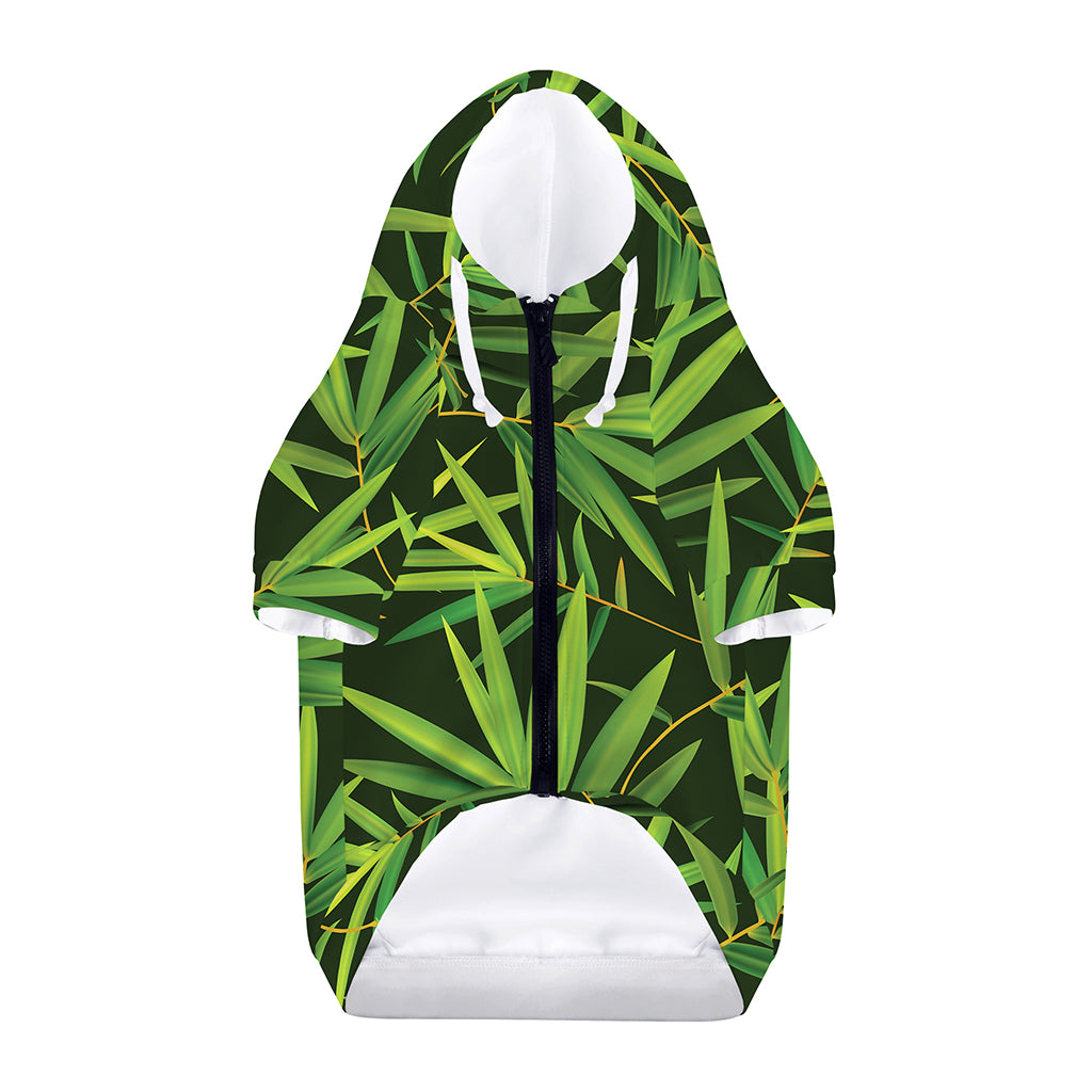Green Bamboo Leaf Pattern Print Dog Zip Up Hoodie