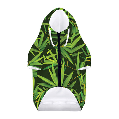 Green Bamboo Leaf Pattern Print Dog Zip Up Hoodie