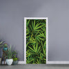 Green Bamboo Leaf Pattern Print Door Sticker