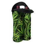 Green Bamboo Leaf Pattern Print Double Neoprene Wine Tote