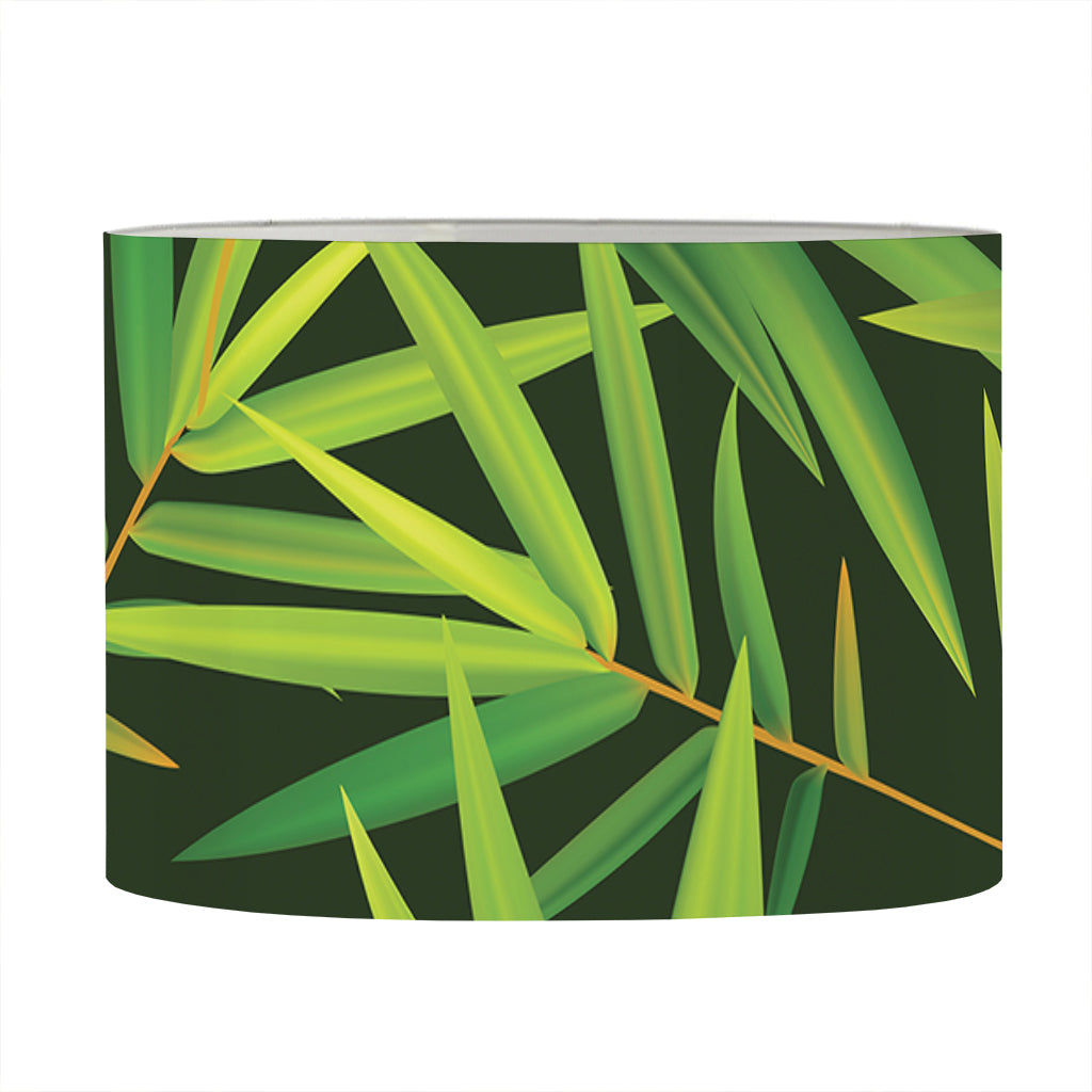 Green Bamboo Leaf Pattern Print Drum Lamp Shade