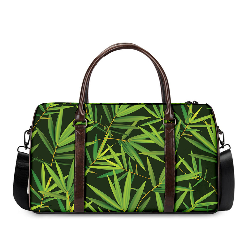 Green Bamboo Leaf Pattern Print Duffle Bag