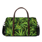 Green Bamboo Leaf Pattern Print Duffle Bag