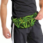 Green Bamboo Leaf Pattern Print Fanny Pack