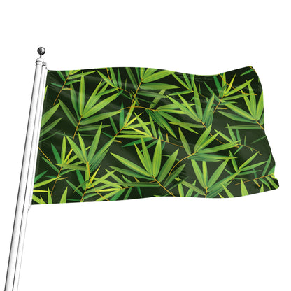 Green Bamboo Leaf Pattern Print Flag