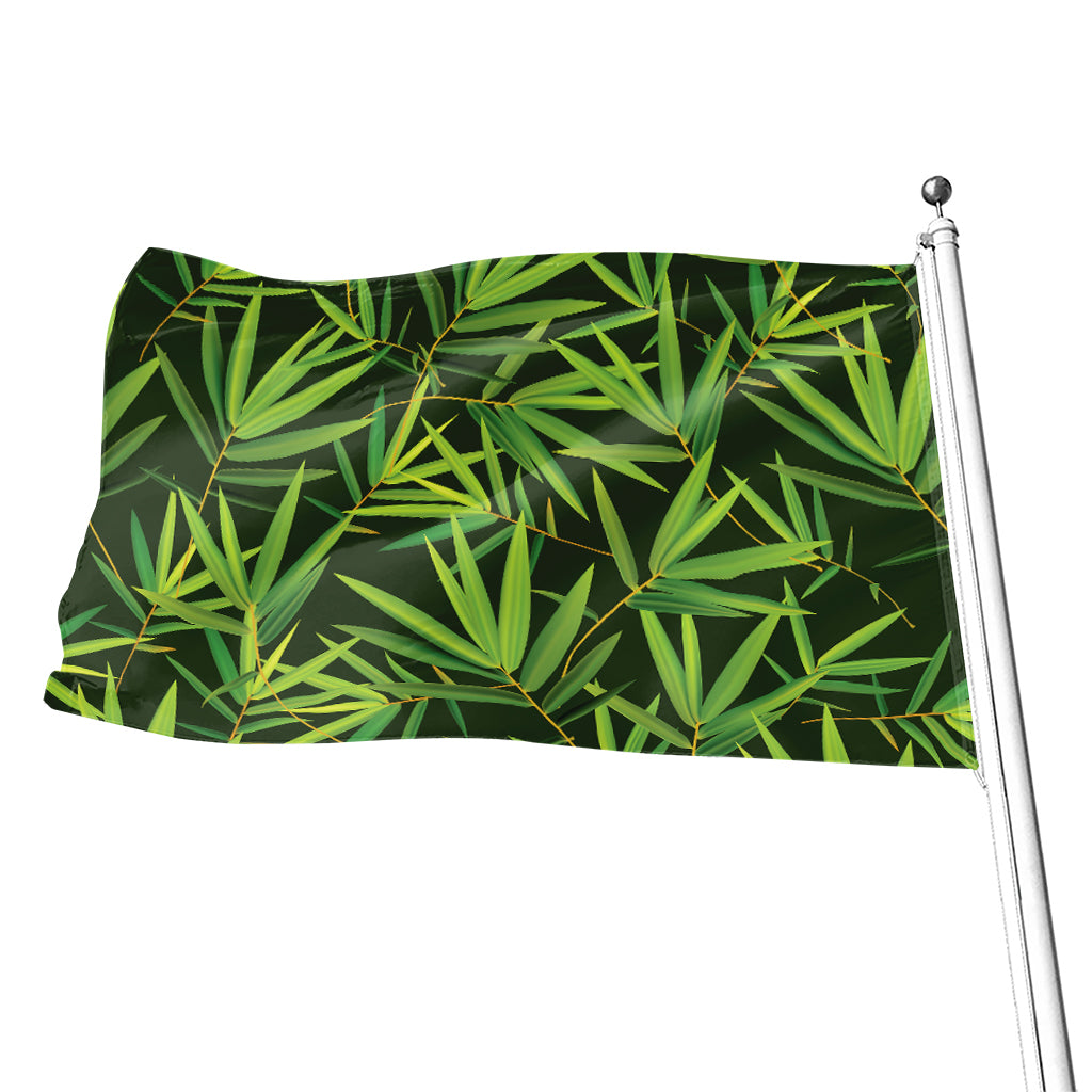 Green Bamboo Leaf Pattern Print Flag