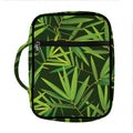 Green Bamboo Leaf Pattern Print Front Pocket Bible Bag