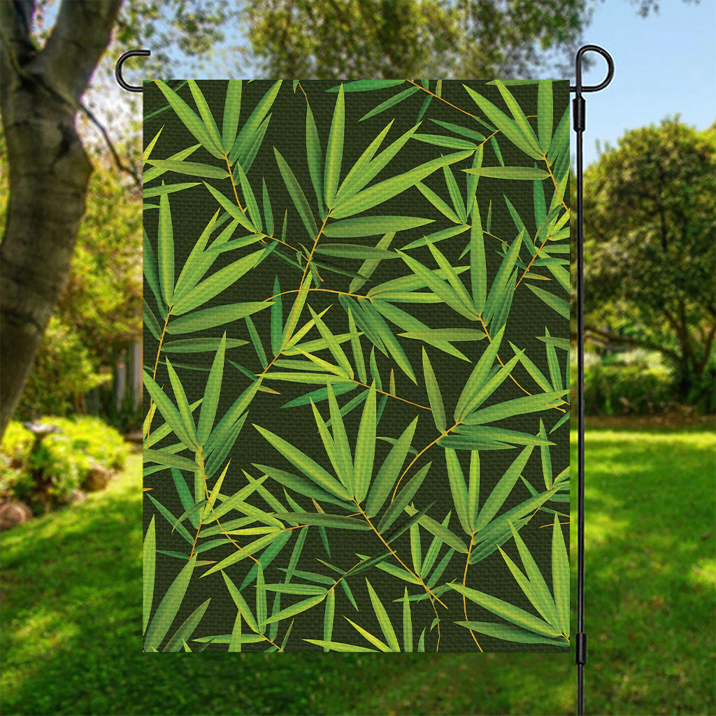 Green Bamboo Leaf Pattern Print Garden Flag