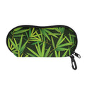 Green Bamboo Leaf Pattern Print Glasses Case