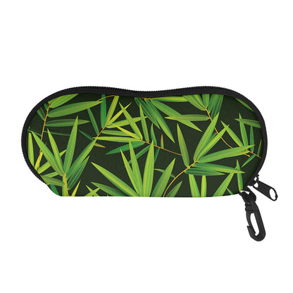 Green Bamboo Leaf Pattern Print Glasses Case