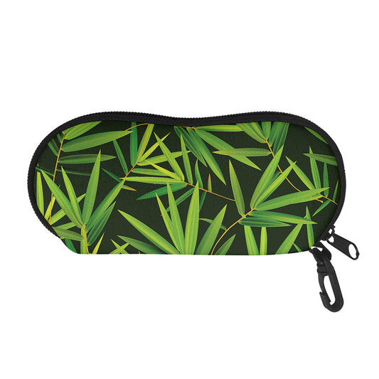Green Bamboo Leaf Pattern Print Glasses Case