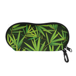 Green Bamboo Leaf Pattern Print Glasses Case