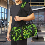 Green Bamboo Leaf Pattern Print Gym Bag