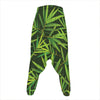 Green Bamboo Leaf Pattern Print Hammer Pants