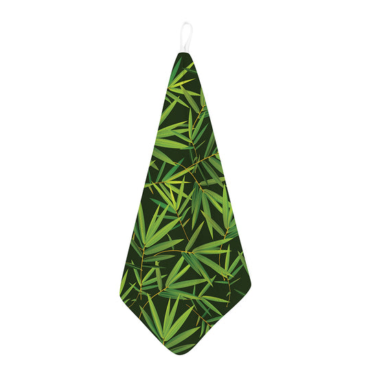 Green Bamboo Leaf Pattern Print Hand Towel