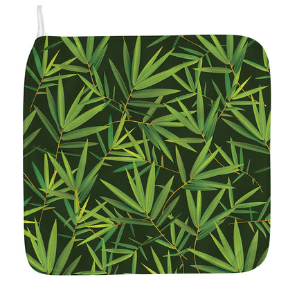 Green Bamboo Leaf Pattern Print Hand Towel