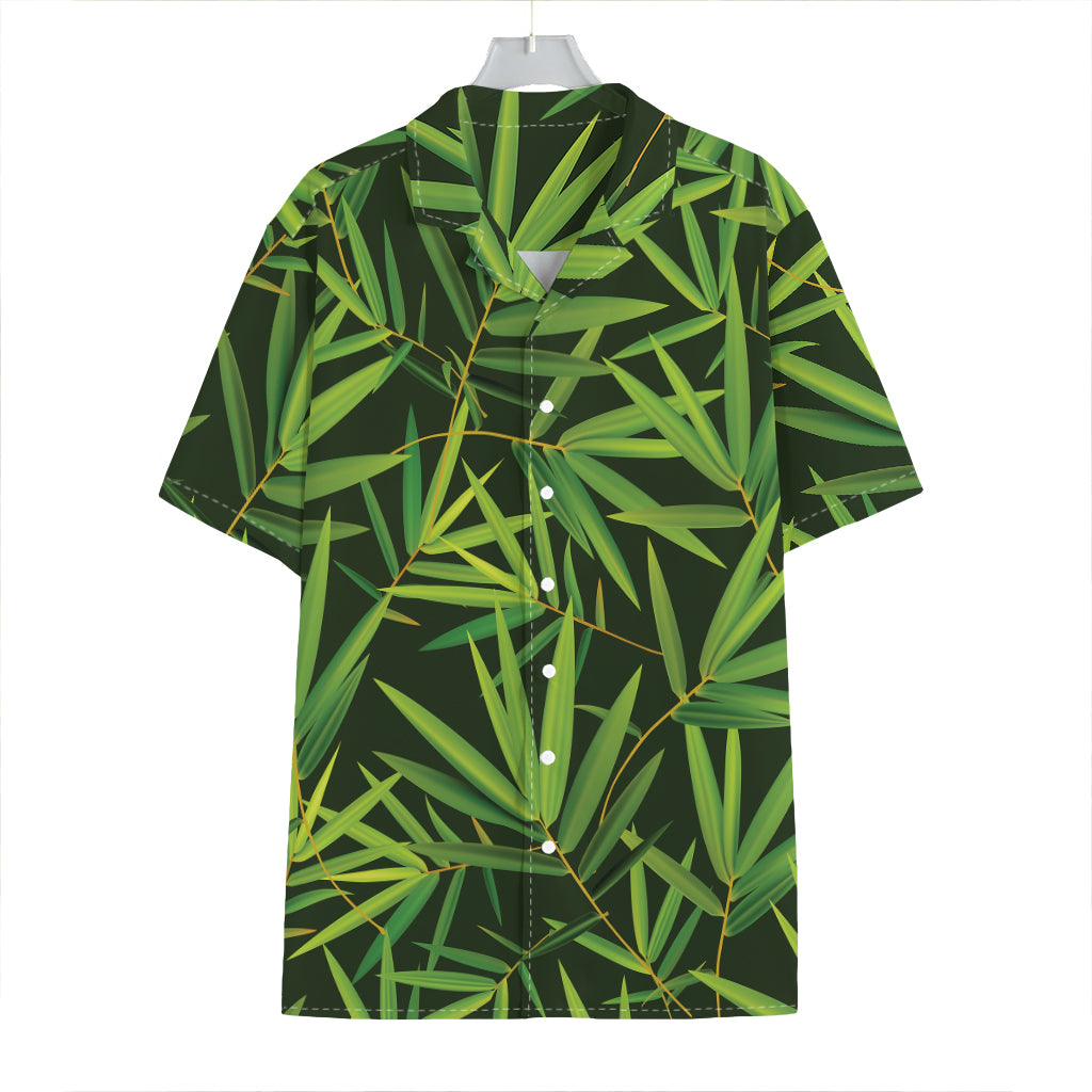 Green Bamboo Leaf Pattern Print Hawaiian Shirt