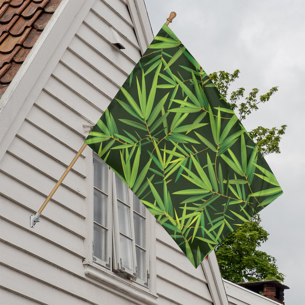 Green Bamboo Leaf Pattern Print House Flag