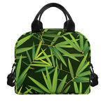 Green Bamboo Leaf Pattern Print Insulated Lunch Bag
