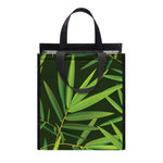 Green Bamboo Leaf Pattern Print Insulated Lunch Tote