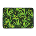 Green Bamboo Leaf Pattern Print Kitchen Mat