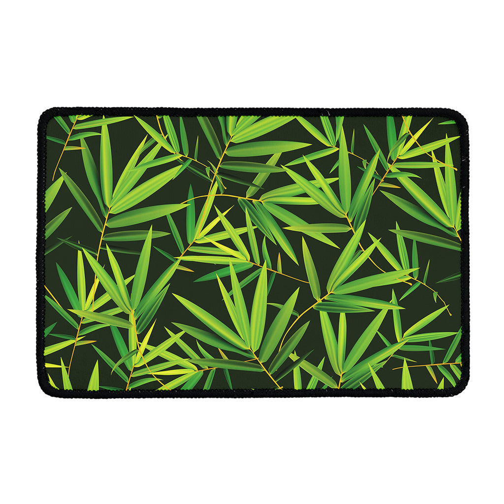 Green Bamboo Leaf Pattern Print Kitchen Mat
