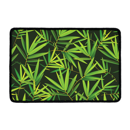Green Bamboo Leaf Pattern Print Kitchen Mat