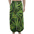 Green Bamboo Leaf Pattern Print Lantern Pants