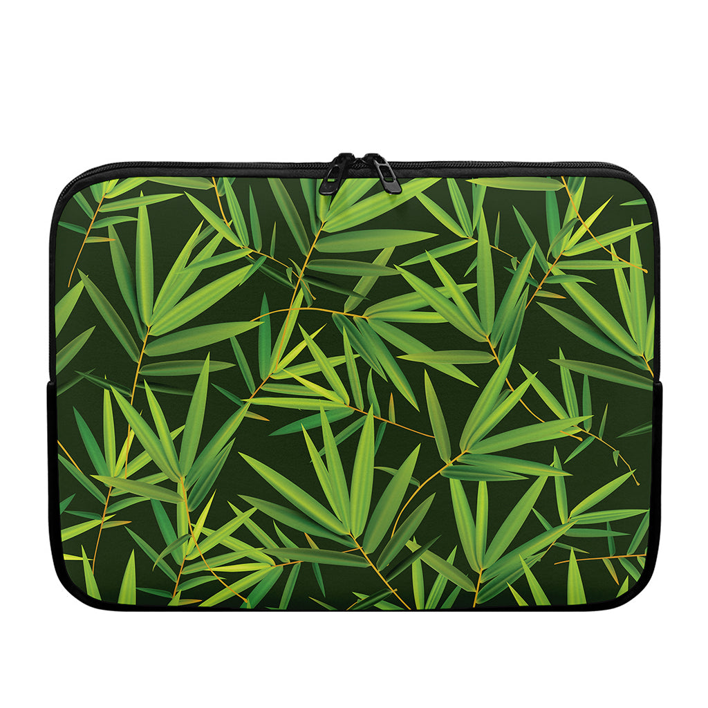 Green Bamboo Leaf Pattern Print Laptop Sleeve