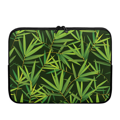 Green Bamboo Leaf Pattern Print Laptop Sleeve