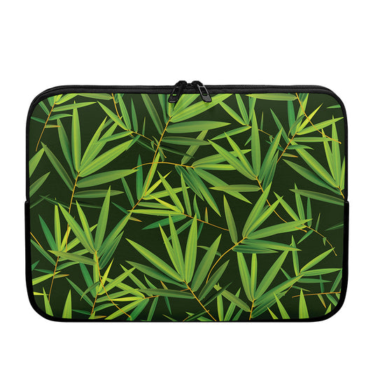 Green Bamboo Leaf Pattern Print Laptop Sleeve