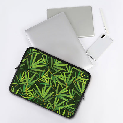 Green Bamboo Leaf Pattern Print Laptop Sleeve