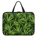Green Bamboo Leaf Pattern Print Laptop Sleeve With Handle