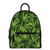 Green Bamboo Leaf Pattern Print Leather Backpack